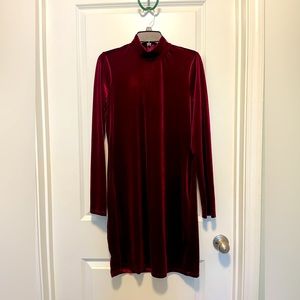 GB burgundy velvet mock neck short dress with stretch! New with tags